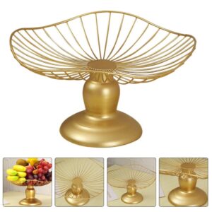 Hemoton Gold Footed Fruit Basket: Metal Wire Fruit Bowl Decorative Snacks Plate Dessert Cake Serving Bowl Appetizers Platter Tray for Home Party Kitchen