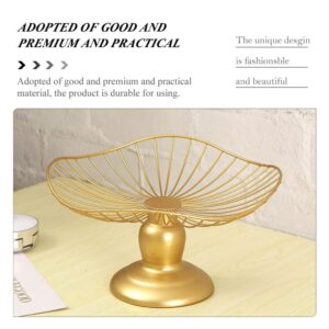 Hemoton Gold Footed Fruit Basket: Metal Wire Fruit Bowl Decorative Snacks Plate Dessert Cake Serving Bowl Appetizers Platter Tray for Home Party Kitchen