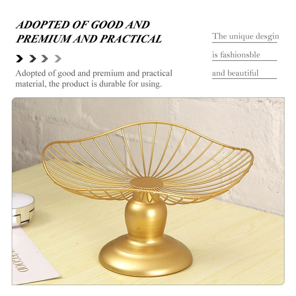 Hemoton Gold Footed Fruit Basket: Metal Wire Fruit Bowl Decorative Snacks Plate Dessert Cake Serving Bowl Appetizers Platter Tray for Home Party Kitchen