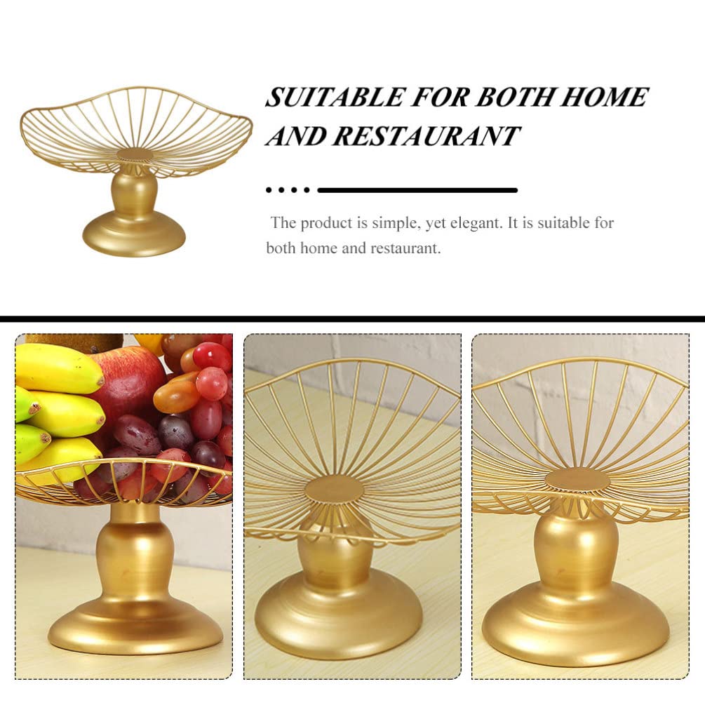 Hemoton Gold Footed Fruit Basket: Metal Wire Fruit Bowl Decorative Snacks Plate Dessert Cake Serving Bowl Appetizers Platter Tray for Home Party Kitchen