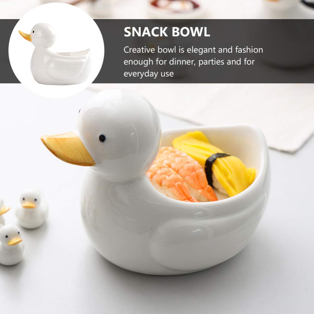 Hemoton Fruit Snacks Duck Shaped Dessert Bowl Ceramic Breakfast Bowl Snack Sushi Storage Bowl Mixing Bowls Soup Bowl Ramen Bowl for Cereal Salad Soup Pho Dessert Rice Appetizer Serving Tray