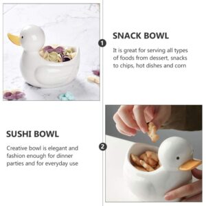 Hemoton Fruit Snacks Duck Shaped Dessert Bowl Ceramic Breakfast Bowl Snack Sushi Storage Bowl Mixing Bowls Soup Bowl Ramen Bowl for Cereal Salad Soup Pho Dessert Rice Appetizer Serving Tray