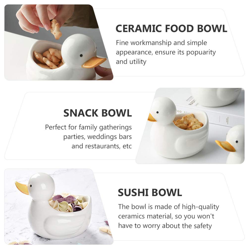 Hemoton Fruit Snacks Duck Shaped Dessert Bowl Ceramic Breakfast Bowl Snack Sushi Storage Bowl Mixing Bowls Soup Bowl Ramen Bowl for Cereal Salad Soup Pho Dessert Rice Appetizer Serving Tray