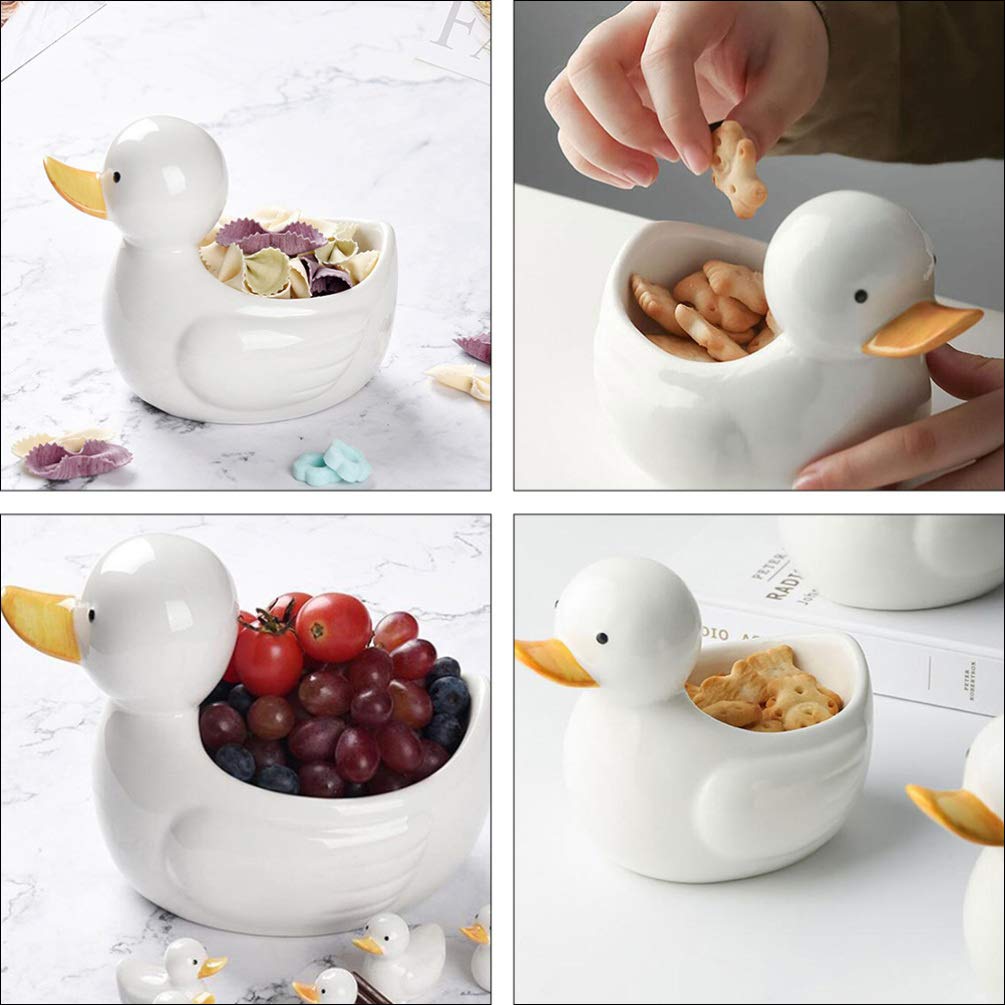 Hemoton Fruit Snacks Duck Shaped Dessert Bowl Ceramic Breakfast Bowl Snack Sushi Storage Bowl Mixing Bowls Soup Bowl Ramen Bowl for Cereal Salad Soup Pho Dessert Rice Appetizer Serving Tray