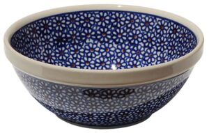 polish pottery bowl 7 inch from zaklady ceramiczne boleslawiec #849-120 traditional pattern, height: 3" diameter: 7"