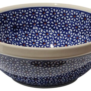 Polish Pottery Bowl 7 Inch From Zaklady Ceramiczne Boleslawiec #849-120 Traditional Pattern, Height: 3" Diameter: 7"