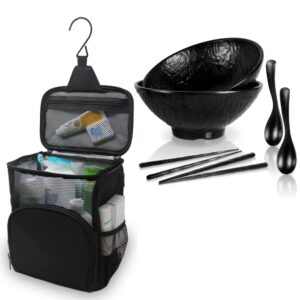 terra home dorm room essentials - portable shower caddy and ramen bowl set with chopsticks and spoons - gift for dorm living