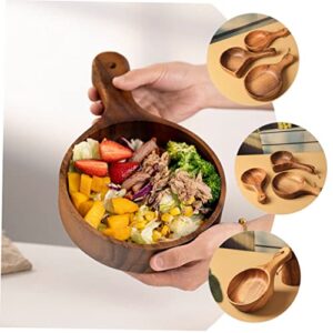 Holibanna 2pcs Wooden Instant Noodle Bowl Wooden Fruit Bowls Small Milk Container Spoon Rest for Kitchen Counter Wooden Appetizer Plate Salad Container Porridge Acacia Dessert Bowl