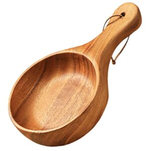 Holibanna 2pcs Wooden Instant Noodle Bowl Wooden Fruit Bowls Small Milk Container Spoon Rest for Kitchen Counter Wooden Appetizer Plate Salad Container Porridge Acacia Dessert Bowl