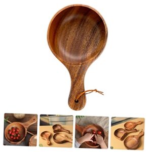 Holibanna 2pcs Wooden Instant Noodle Bowl Wooden Fruit Bowls Small Milk Container Spoon Rest for Kitchen Counter Wooden Appetizer Plate Salad Container Porridge Acacia Dessert Bowl