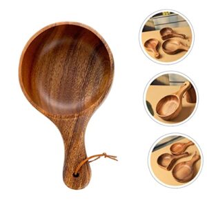 Holibanna 2pcs Wooden Instant Noodle Bowl Wooden Fruit Bowls Small Milk Container Spoon Rest for Kitchen Counter Wooden Appetizer Plate Salad Container Porridge Acacia Dessert Bowl