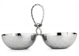 mary jurek design opus 2 bowl set with double loop, 8.5-inch, stainless steel