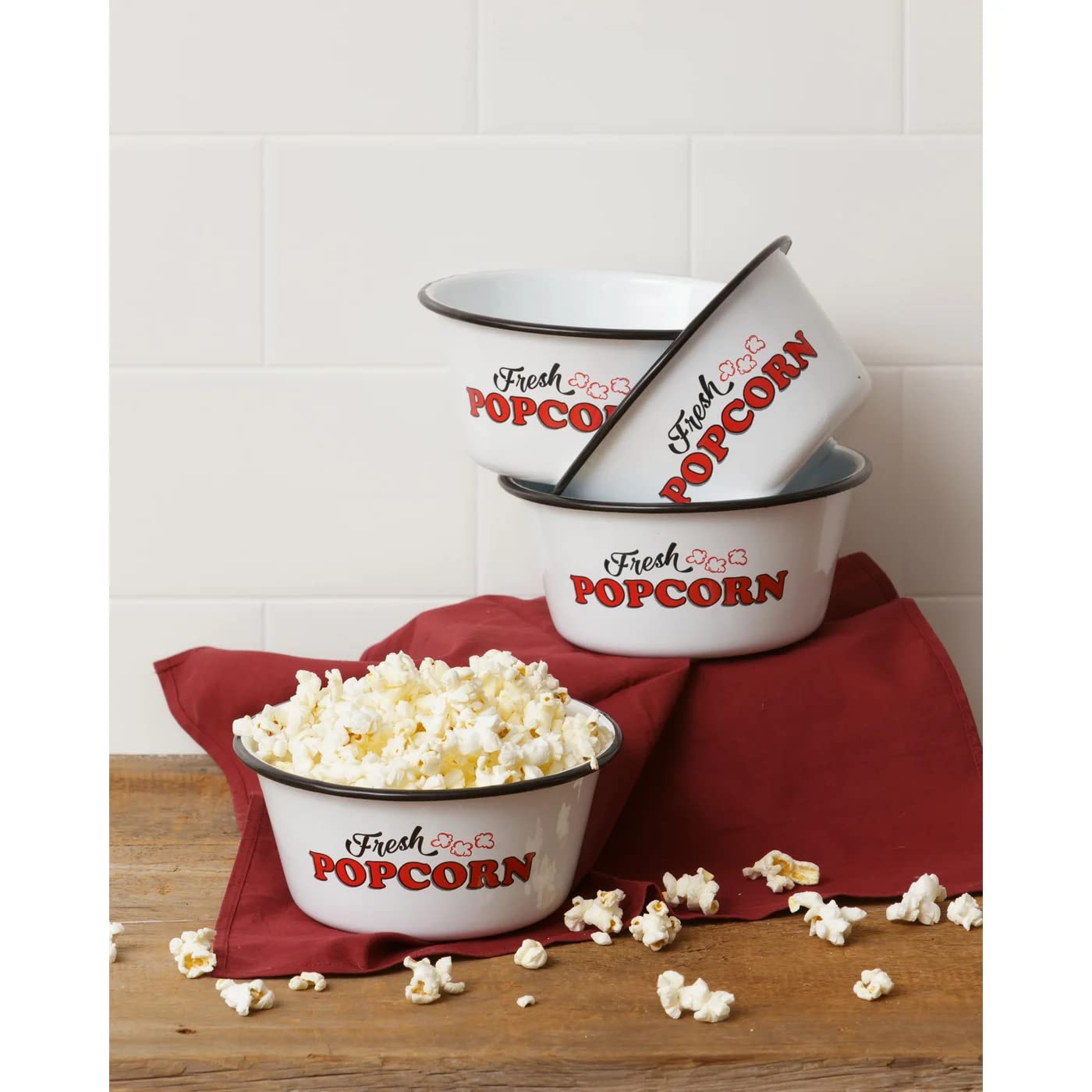 Enamelware - Small Popcorn Bowls (Set of 4)