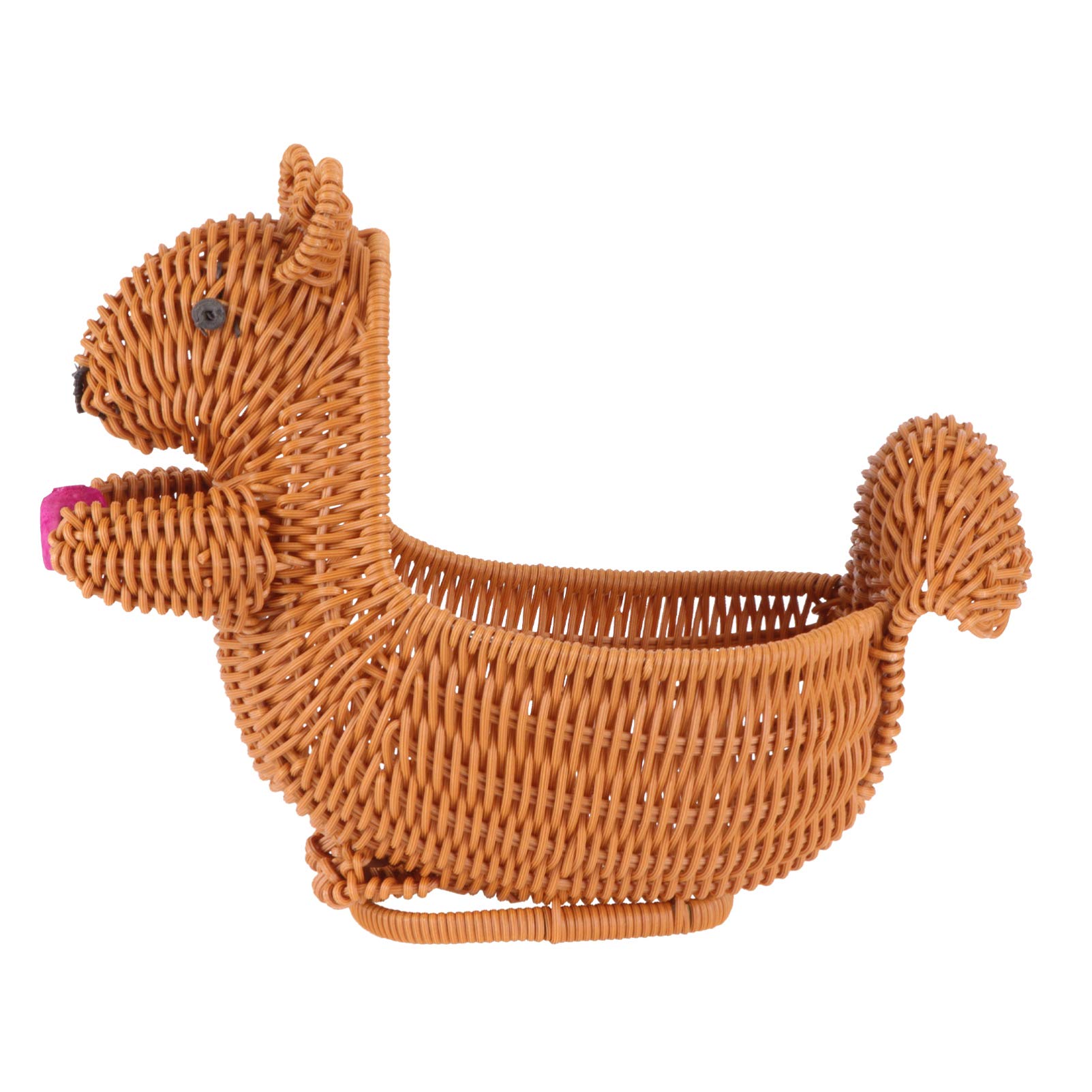 CIYODO 1pc Bowl Holder Natural Bowls Decorative Squirrel Container Decoration Basket Decor Desk Bread Bedroom Household Dish Woven Figurine Kitchen Chips Vegetables Wallet Treat Brown