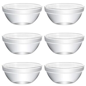 6pcs mini meal prep bowls, glass ramekins bowls, stackable clear serving bowls, heat resistant food bowls, for salad, dessert, dips, candy dishes, stackable and dishwasher safe, 2.3 inches
