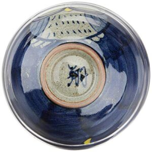 Hasami Ware 83970 Rice Bowl, Large, Hand Owl, Blue