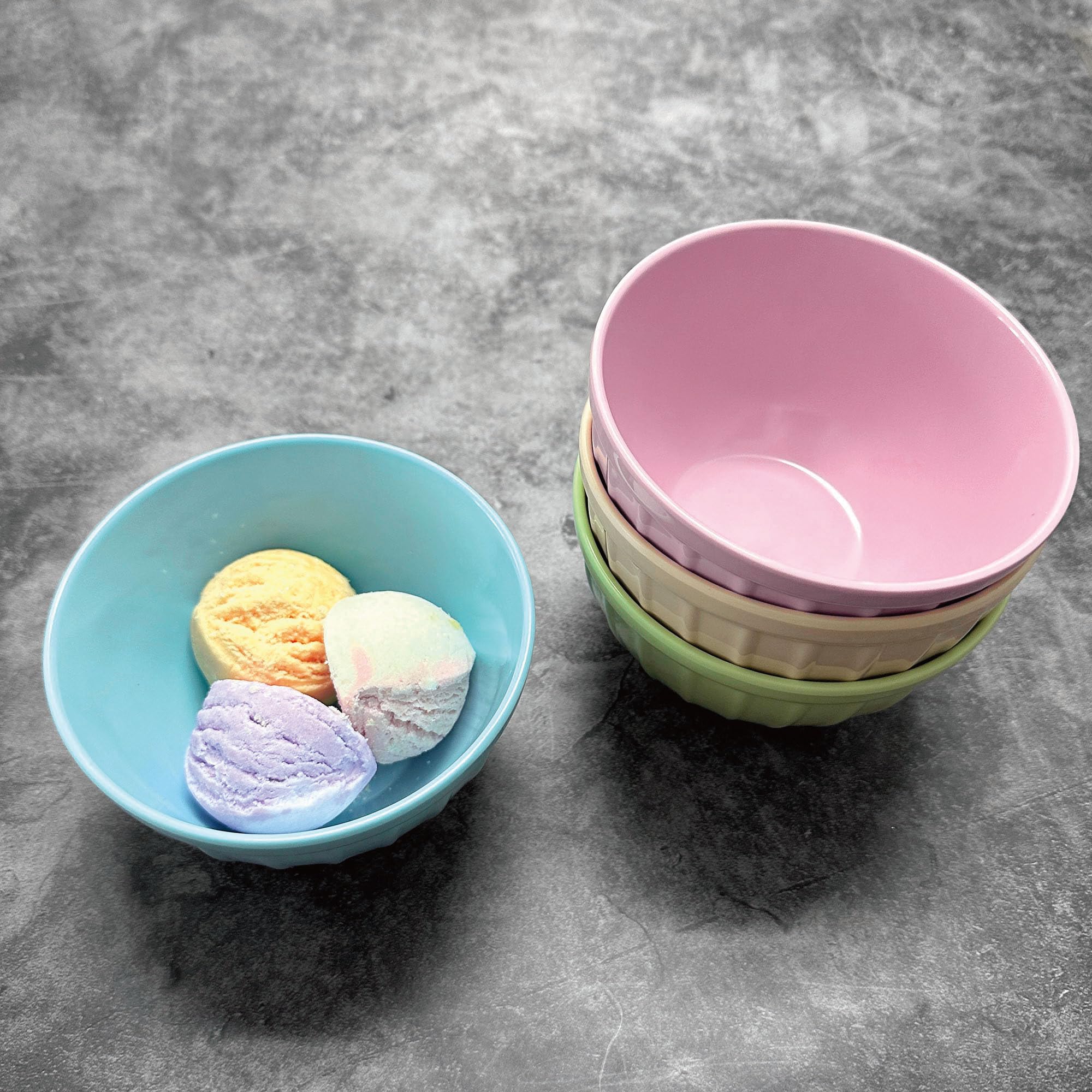 UPware 4-Piece Ribbed Melamine Ice Cream Bowl