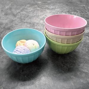 UPware 4-Piece Ribbed Melamine Ice Cream Bowl