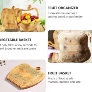 Premium Bamboo Foldable Apple shaped Fruit Basket Multi Purpose Folding Fall Fruit Basket