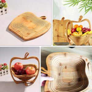 Premium Bamboo Foldable Apple shaped Fruit Basket Multi Purpose Folding Fall Fruit Basket