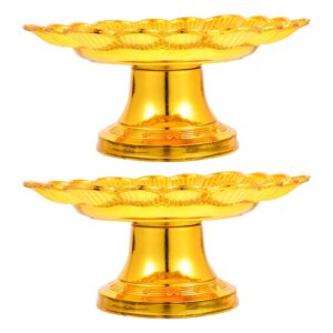 WINOMO 2Pcs Buddhist Fruit Plate Buddhist Supplies Temple Offering Plate Fruit Tray Food Dessert Snack Blessing Fruit Tray Tinplate Bowl for Home Party Decorations