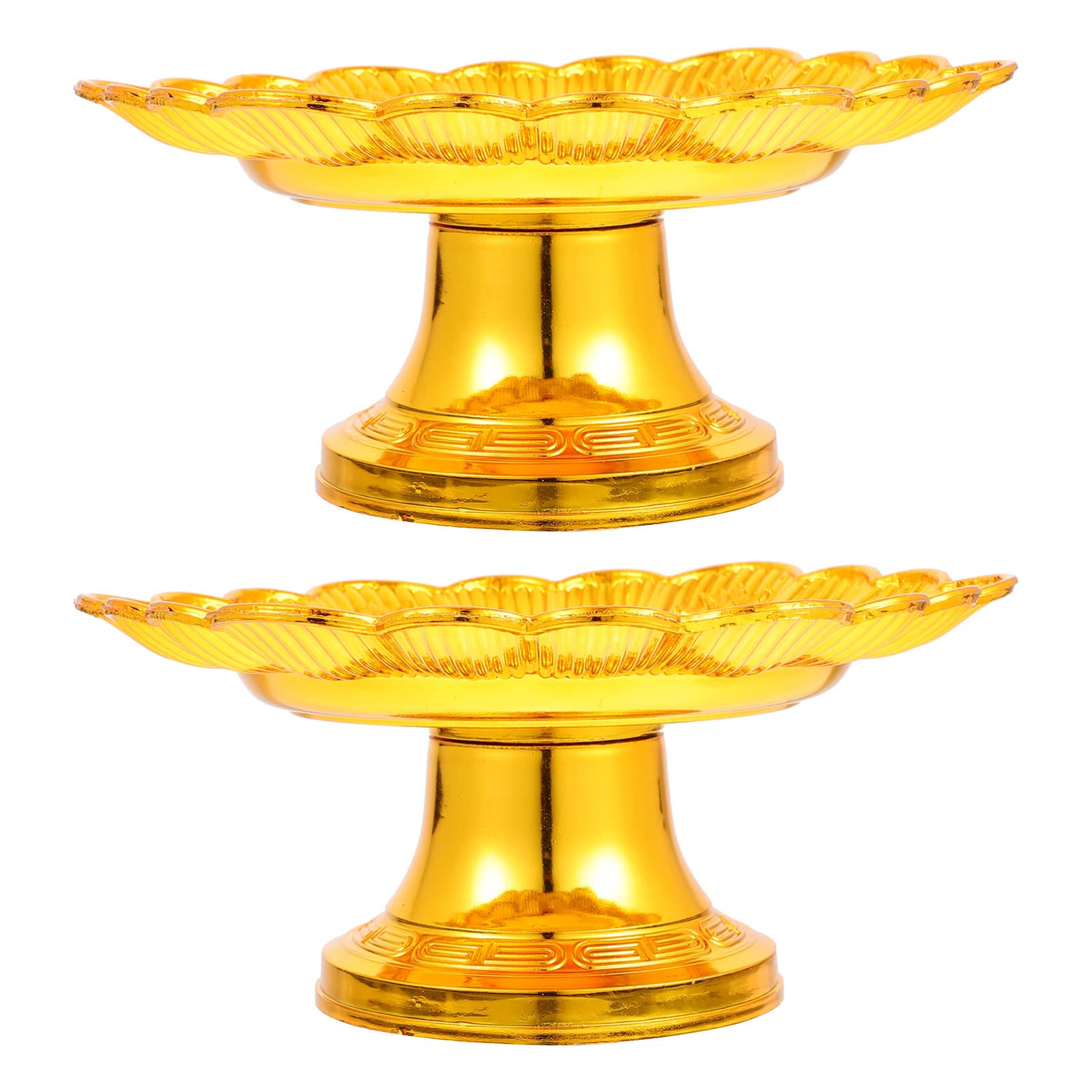 WINOMO 2Pcs Buddhist Fruit Plate Buddhist Supplies Temple Offering Plate Fruit Tray Food Dessert Snack Blessing Fruit Tray Tinplate Bowl for Home Party Decorations
