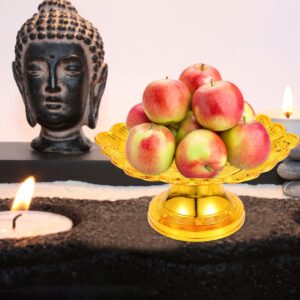 WINOMO 2Pcs Buddhist Fruit Plate Buddhist Supplies Temple Offering Plate Fruit Tray Food Dessert Snack Blessing Fruit Tray Tinplate Bowl for Home Party Decorations