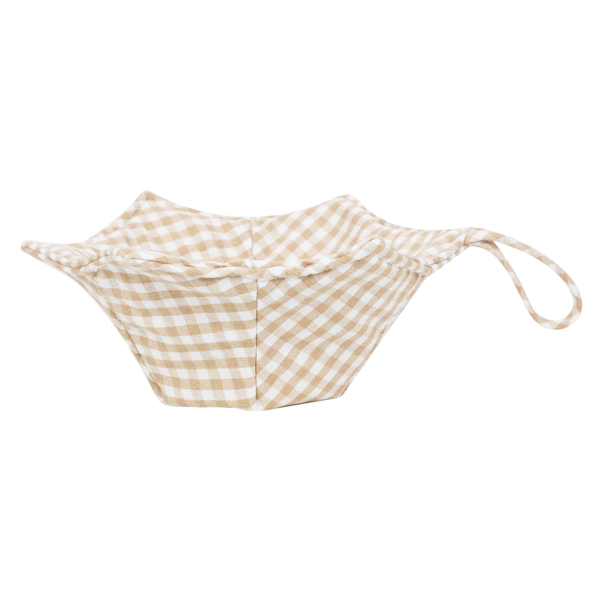 MHTTEC Beige Plaid Bowl Cozy Large Bottom 1PC Microwaveable Soup Bowl Holder Cotton Bowl Cozy Huggers