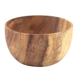 bowl,solid acacia wooden bowl wooden hand-carved round bowl kitchen tools for salad soup rice cereal fruit dips sauce nuts appetizers desserts(13 * 7cm)