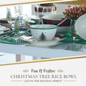Spode Christmas Tree Collection Rice Bowl - Measured at 6", Use for Soup, Frozen Meals, Stews, and Sticky Rice Dinners, Made of Earthenware, Dishwasher and Microwave Safe