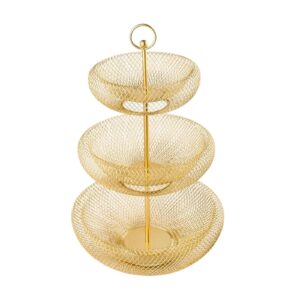 baoblaze round fruit basket bowl holder vegetable cake organizer 3 tier countertop storage tray for housewarming, farmhouse, table, counter, wedding