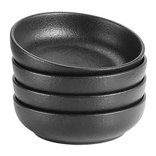 Ghaexui Ceramic Pasta Bowls, Salad Bowls, Large Serving Bowl Set - 35 Ounce, Set of 4, Matte Black