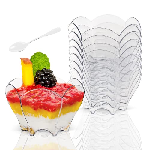 XIGUI 48 Pack Mini Parfaits Dessert Cups with Spoons, 3oz Clear Plastic Dessert Cups Mini Tumbler Serving Cups for Tasting Party Desserts Appetizers