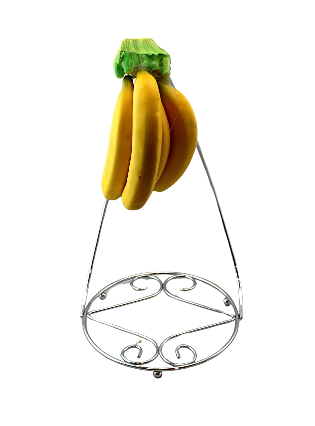 Dependable Industries Metal15.25" Tall Kitchen Banana Tree Holder Rack Ripen Fruit Evenly Prevents Bruising & Spoiling Chrome Silver Finish