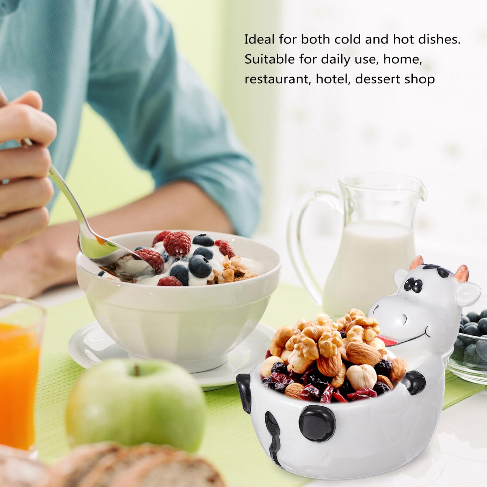 Ceramic Mixing Bowls Ceramic Salad Bowl Fruit Bowl Cereal Bowl Decorative Animal Cow Dessert Bowls Porcelain Bowls for Kitchen Ceramic Fruit Bowl