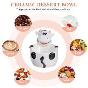 Ceramic Mixing Bowls Ceramic Salad Bowl Fruit Bowl Cereal Bowl Decorative Animal Cow Dessert Bowls Porcelain Bowls for Kitchen Ceramic Fruit Bowl