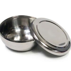 Stainless Steel Korean Kitchen Restaurant Dinner Soup Rice Bowl & Cover 2 Sets