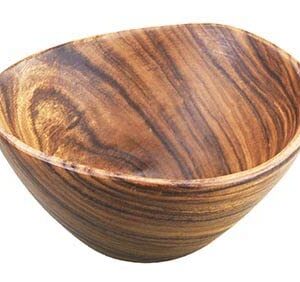 PACIFIC MERCHANTS Acaciaware Acacia Wood Large Salad Bowl With Salad Servers, 12" x 6", Acacia Wood Serving Bowl, Acacia Salad Bowl, Salad Serving Set, Sustainable, Eco-Friendly, Hand Made