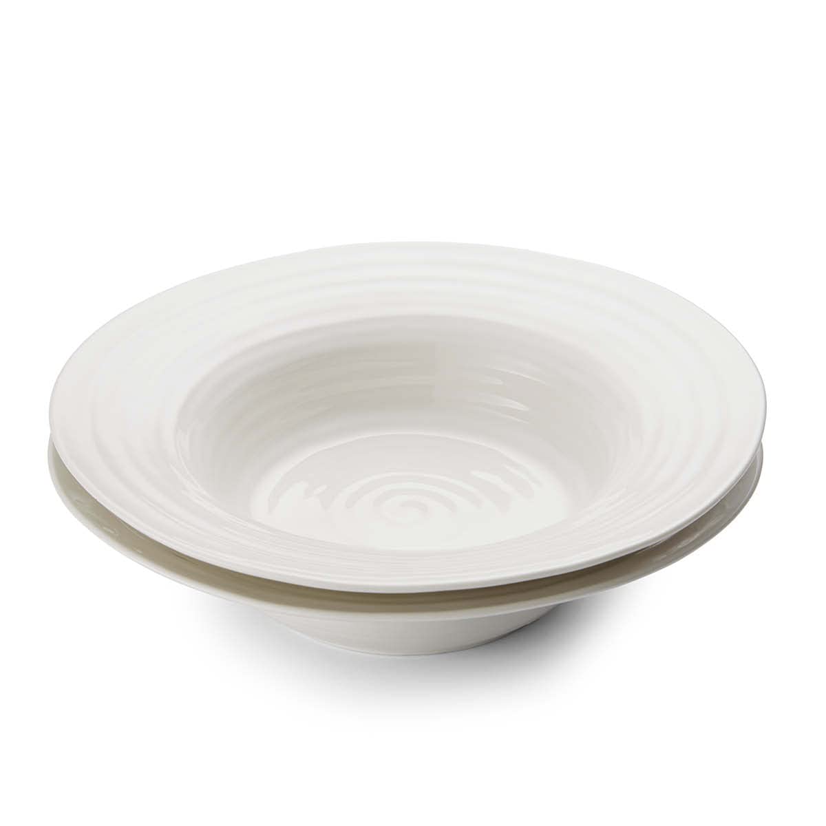 Portmeirion Sophie Conran White Medium Bistro Bowl | Set of 2 Serving Bowls for Soup, Salad, and Pasta | 10.5 Inch Made from Fine Porcelain | Microwave and Dishwasher Safe