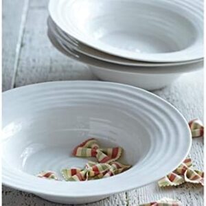 Portmeirion Sophie Conran White Medium Bistro Bowl | Set of 2 Serving Bowls for Soup, Salad, and Pasta | 10.5 Inch Made from Fine Porcelain | Microwave and Dishwasher Safe