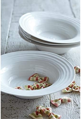 Portmeirion Sophie Conran White Medium Bistro Bowl | Set of 2 Serving Bowls for Soup, Salad, and Pasta | 10.5 Inch Made from Fine Porcelain | Microwave and Dishwasher Safe