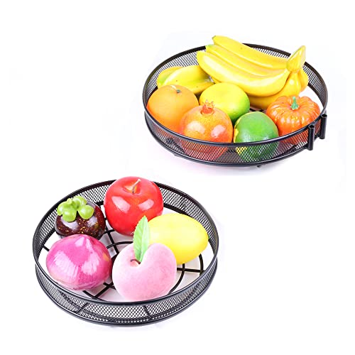 Jwukiie 2 Tier Fruit Basket Stand, Vegetable Storage Rack with Removable Bread Snack Basket, Fruit Bowl Rack Decorative Fruit Tray