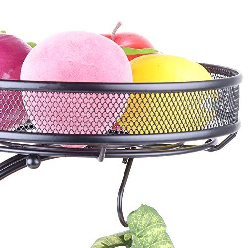 Jwukiie 2 Tier Fruit Basket Stand, Vegetable Storage Rack with Removable Bread Snack Basket, Fruit Bowl Rack Decorative Fruit Tray