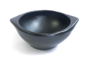 black clay dinner bowl 6.5 inches 18 onz for salad/soup/fruit/pasta toxin and contaminant free for home or restaurant vegan pottery