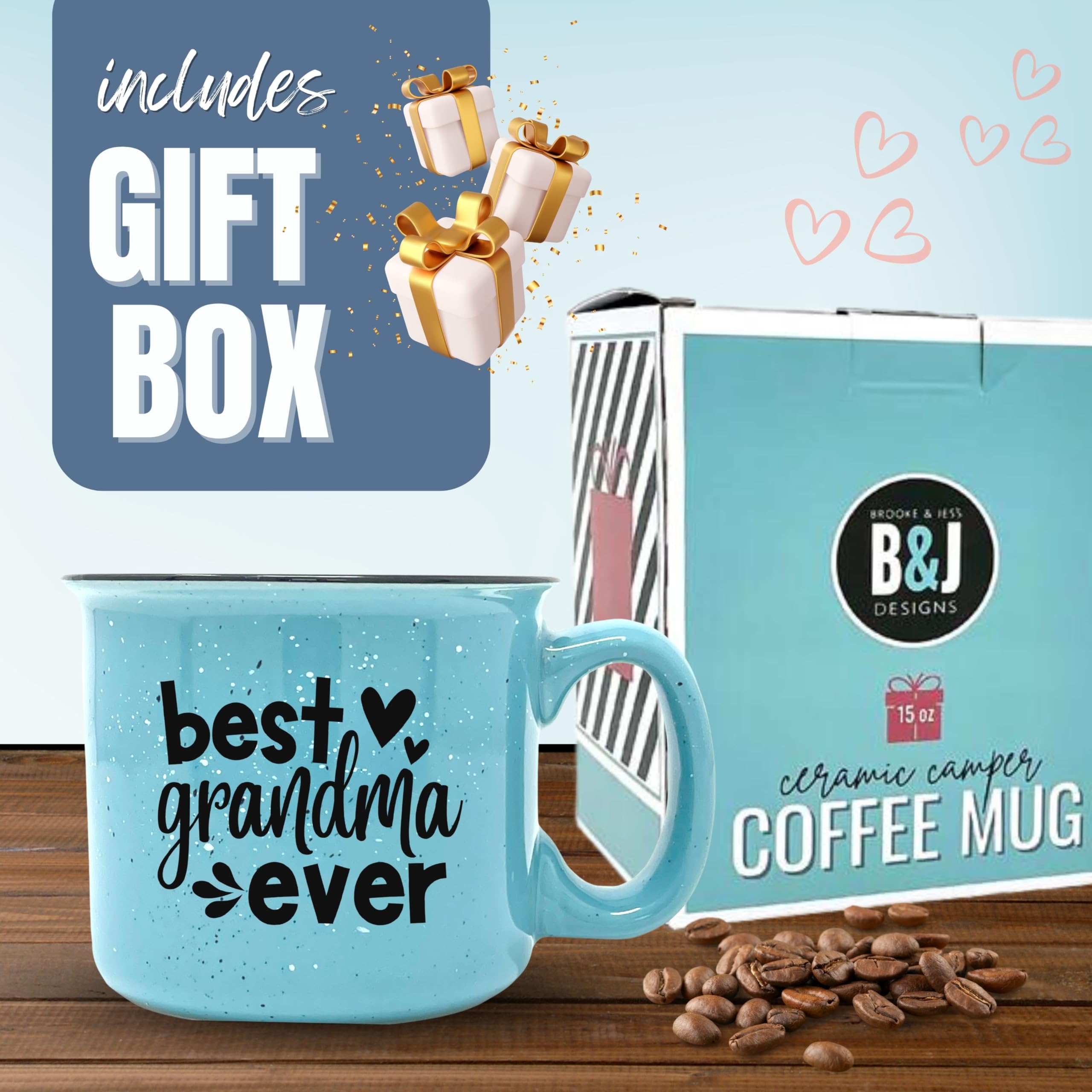 Best Grandma Ever Teal - Cute Funny Coffee Mug for Grandma - Unique Fun Gifts for Grandmother, Grandma from Grandkids - Coffee Cups & Mugs with Quotes