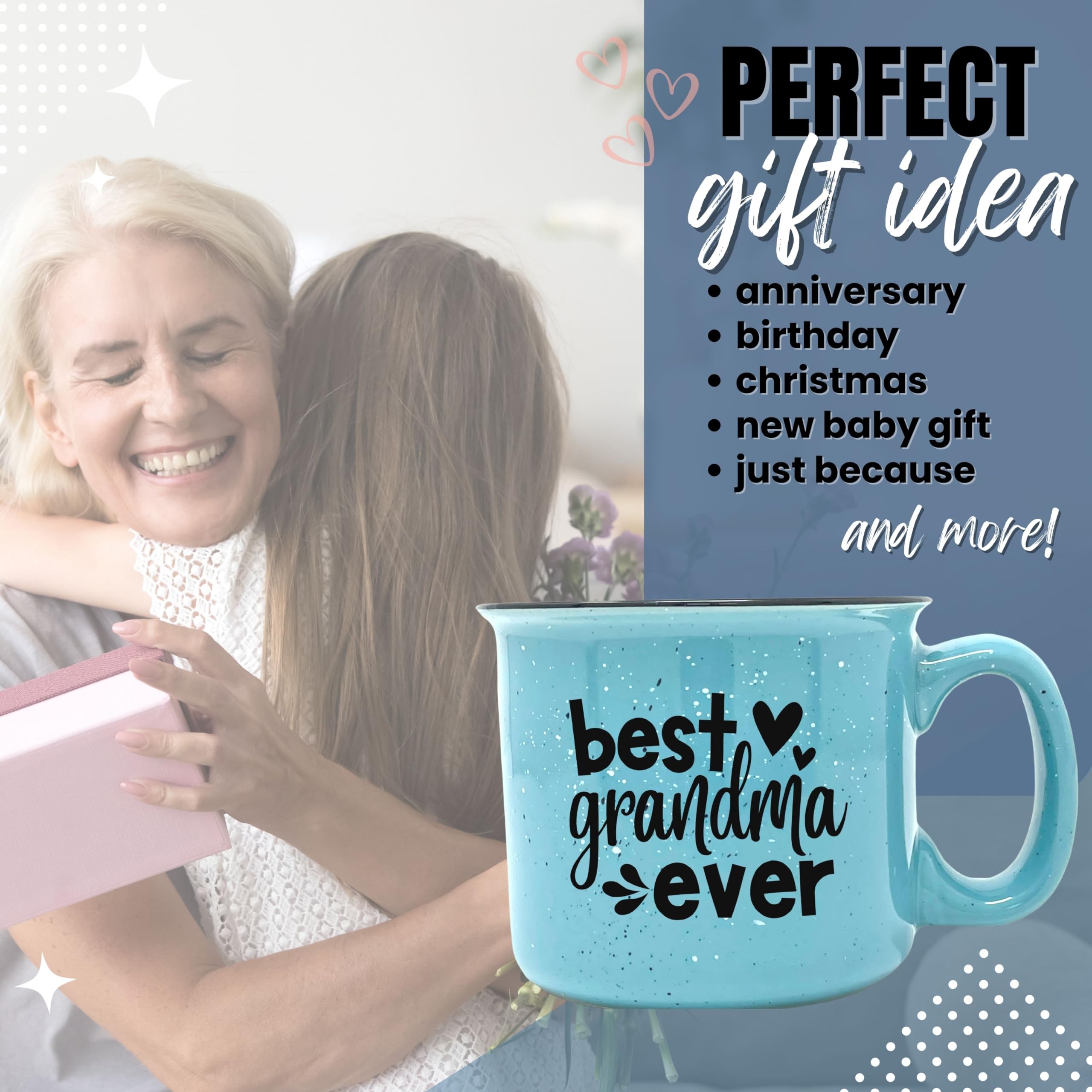 Best Grandma Ever Teal - Cute Funny Coffee Mug for Grandma - Unique Fun Gifts for Grandmother, Grandma from Grandkids - Coffee Cups & Mugs with Quotes