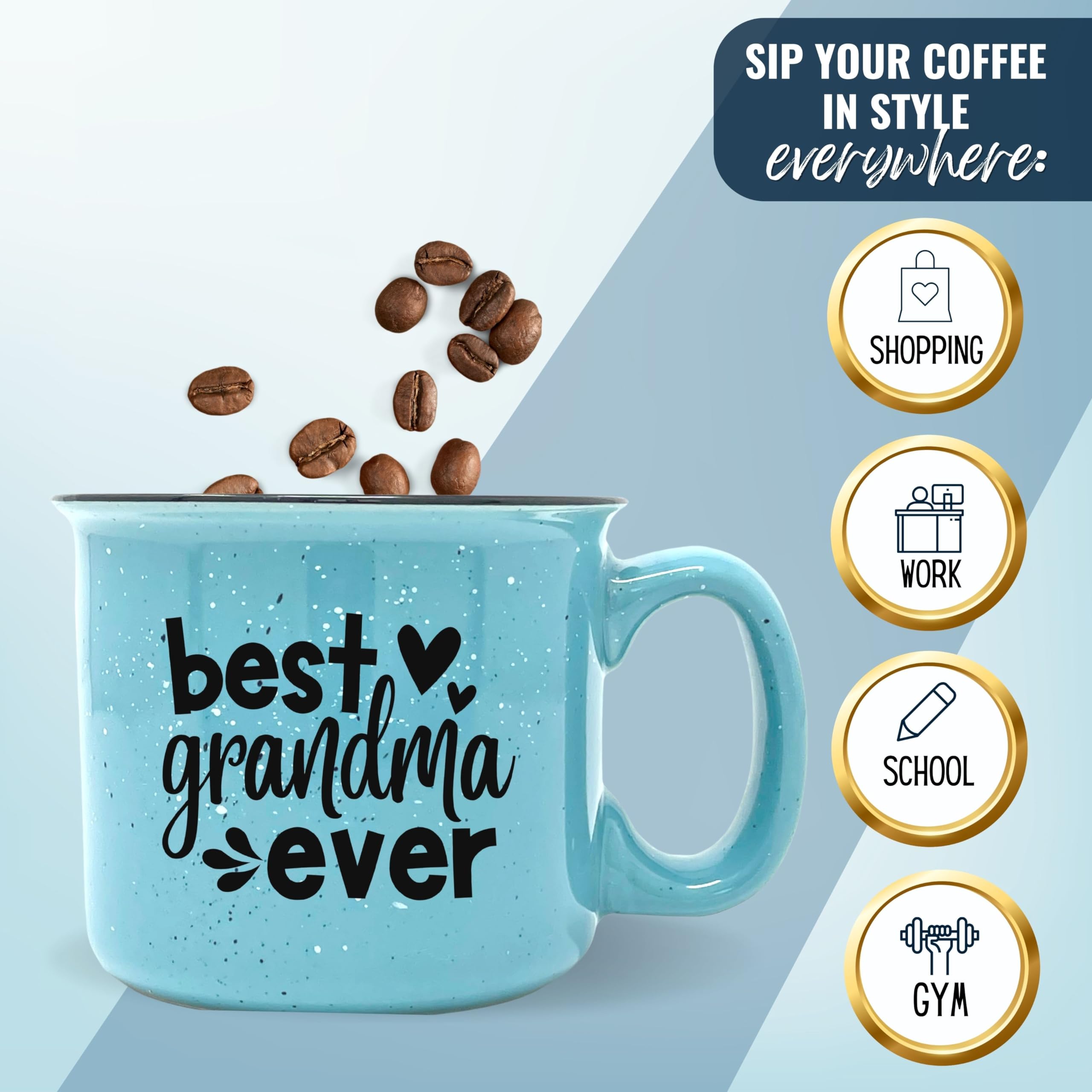 Best Grandma Ever Teal - Cute Funny Coffee Mug for Grandma - Unique Fun Gifts for Grandmother, Grandma from Grandkids - Coffee Cups & Mugs with Quotes