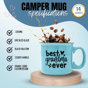 Best Grandma Ever Teal - Cute Funny Coffee Mug for Grandma - Unique Fun Gifts for Grandmother, Grandma from Grandkids - Coffee Cups & Mugs with Quotes