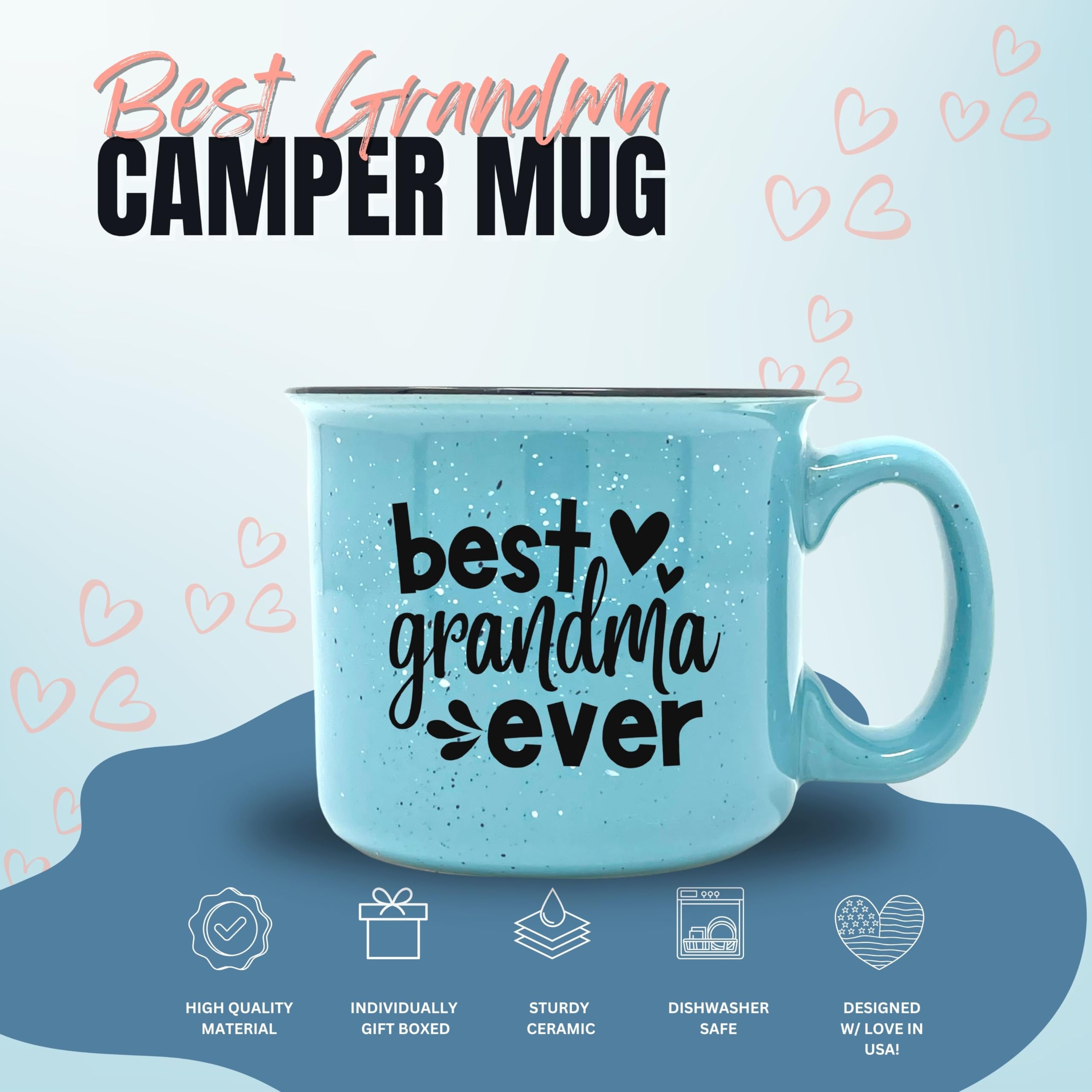 Best Grandma Ever Teal - Cute Funny Coffee Mug for Grandma - Unique Fun Gifts for Grandmother, Grandma from Grandkids - Coffee Cups & Mugs with Quotes