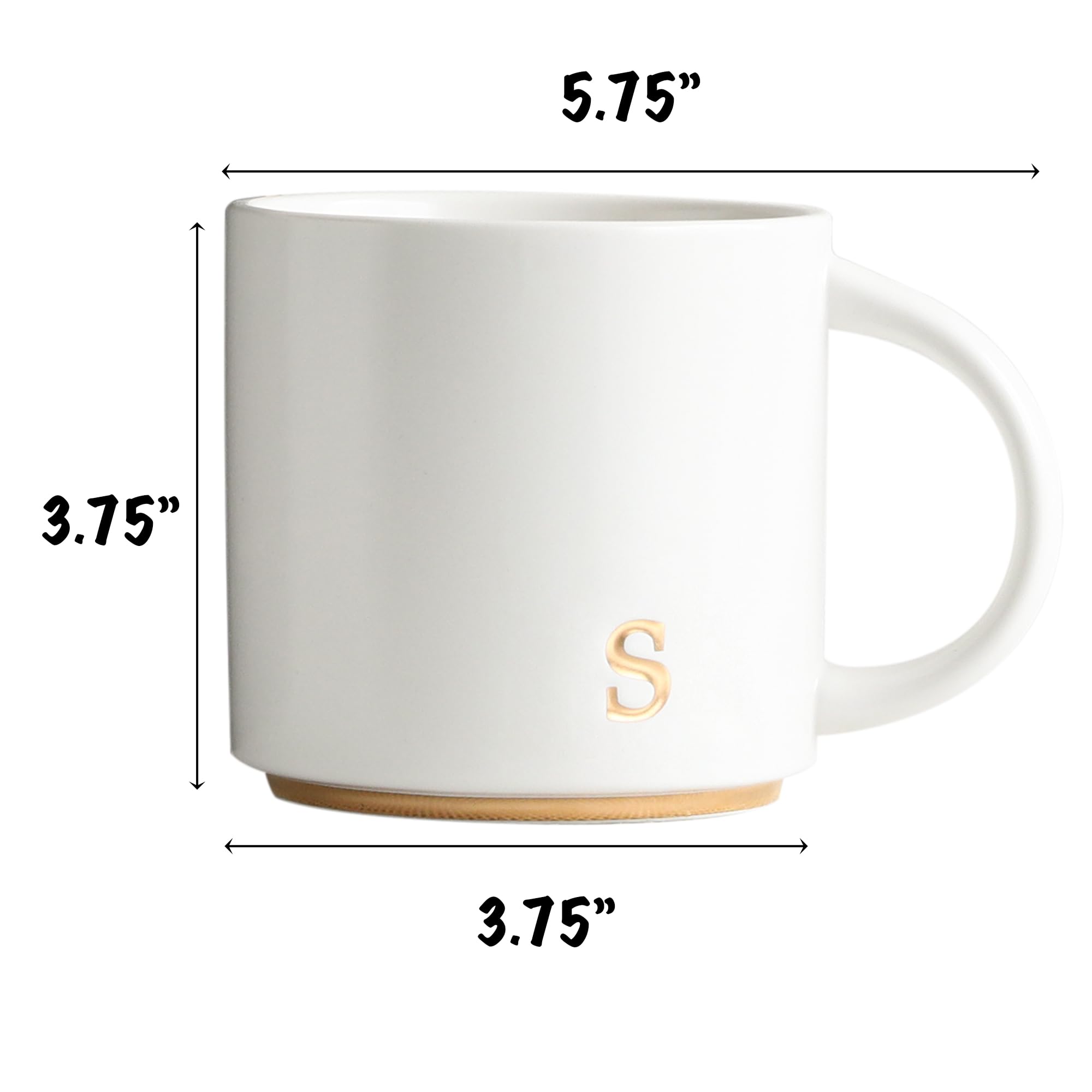 COLLECTIVE HOME - Monogram Ceramic Mugs, 15 oz Golden Initial Coffee Cups, Elegant Alphabet Tea Mugs, Elegant Personalized Mug with Gift Box, Luxurious Cups for Office and Home (s)